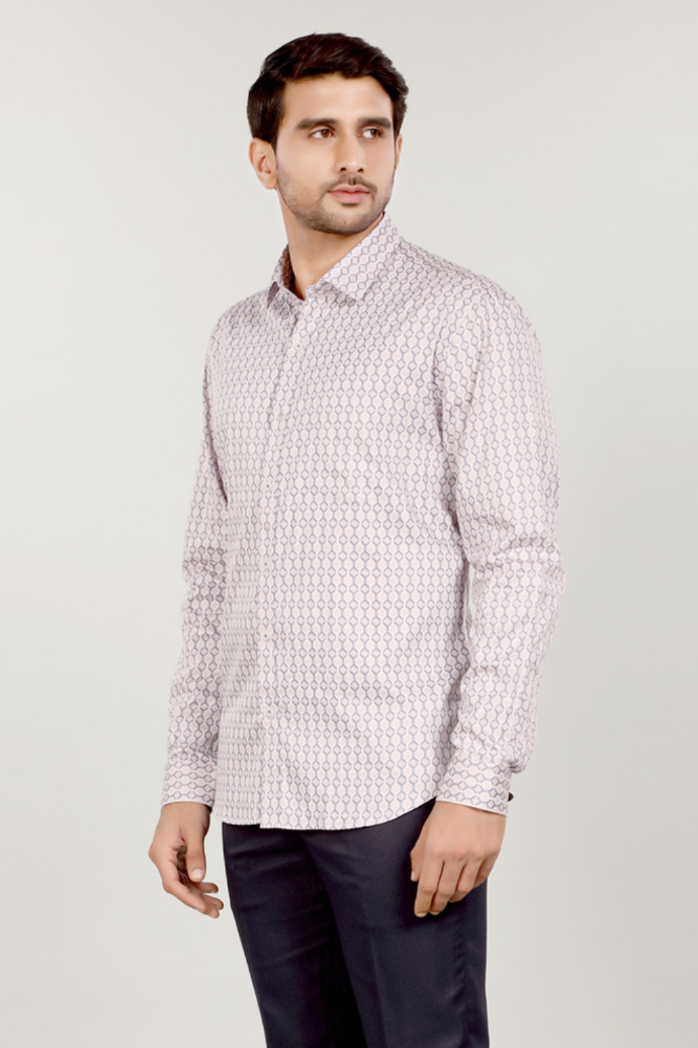 Men’s Classic Grey Geometric Print Shirt