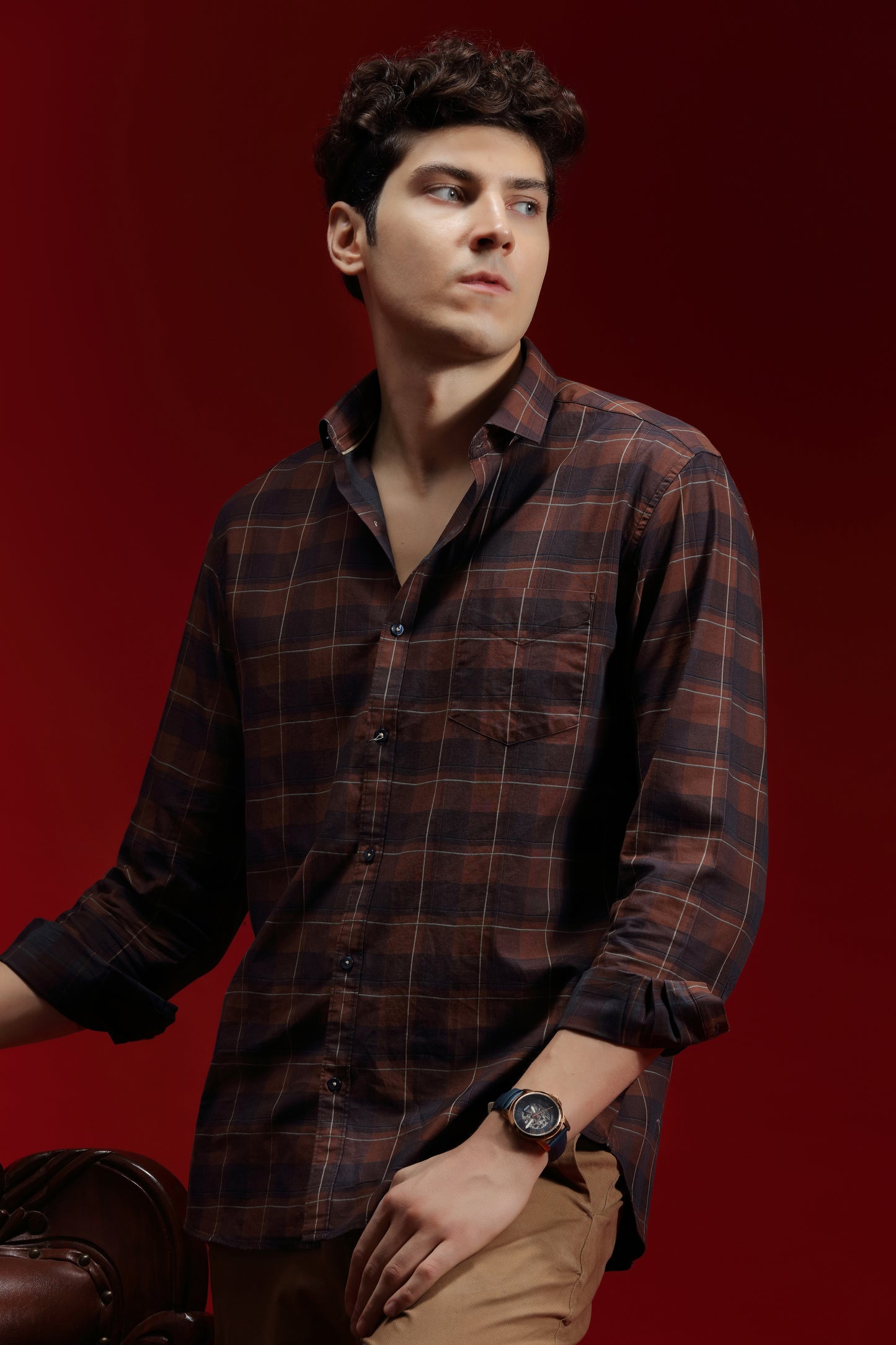 Burnt Crimson Checkered Shirt